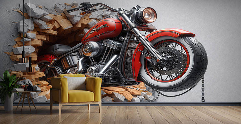 پوستر دیواری ماشین wallpaper-motorcycle-design-pb418