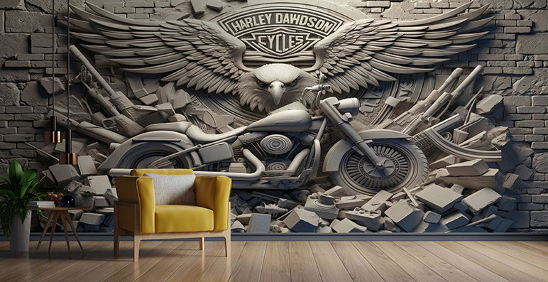 پوستر دیواری ماشین wallpaper-motorcycle-design-pb420