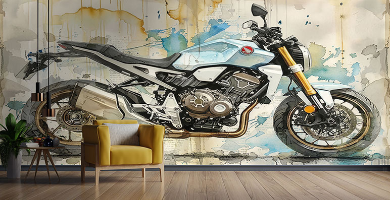 پوستر دیواری ماشین wallpaper-motorcycle-design-pb421