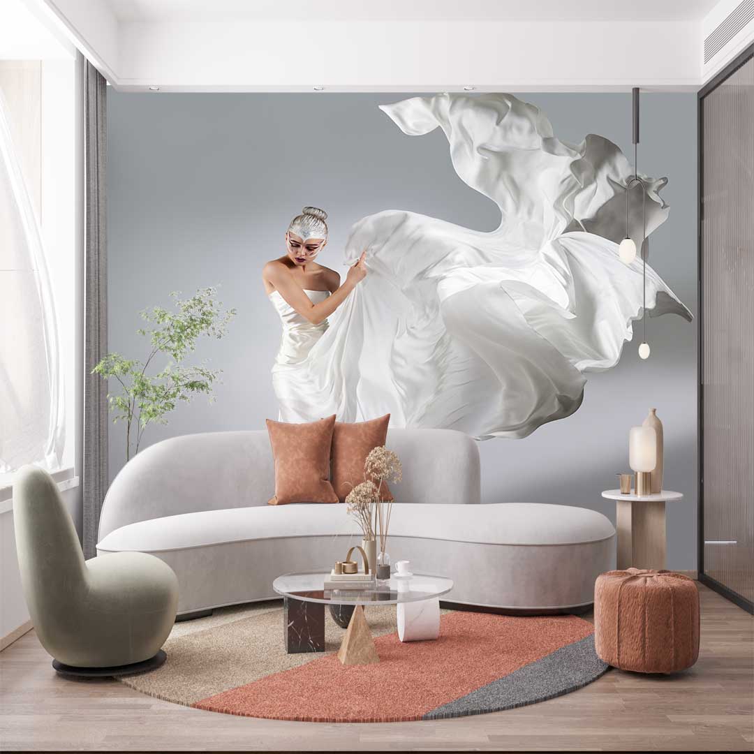 پوستر دیواری چهره زن با لباس سفید T3636