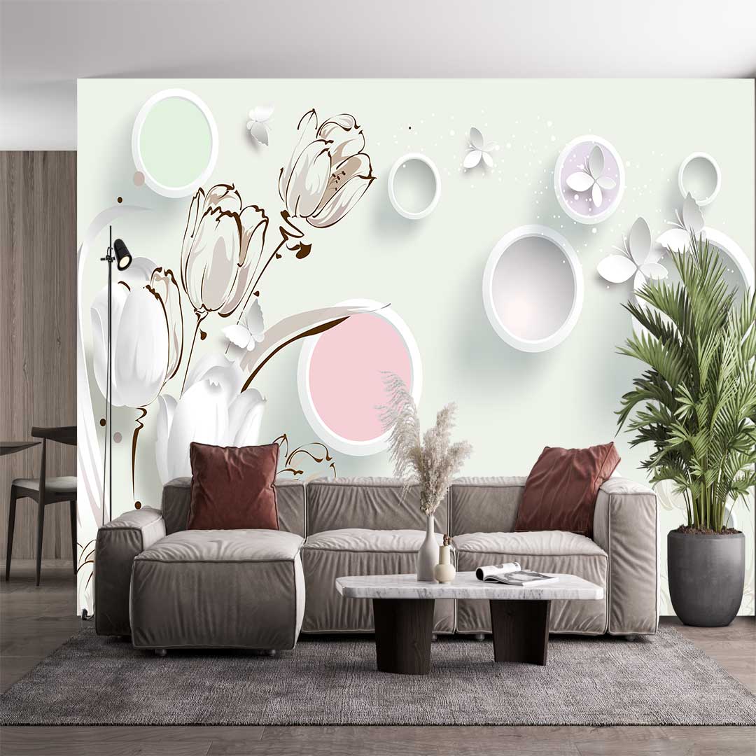 پوستر دیواری سه بعدی گل زیبا t3685