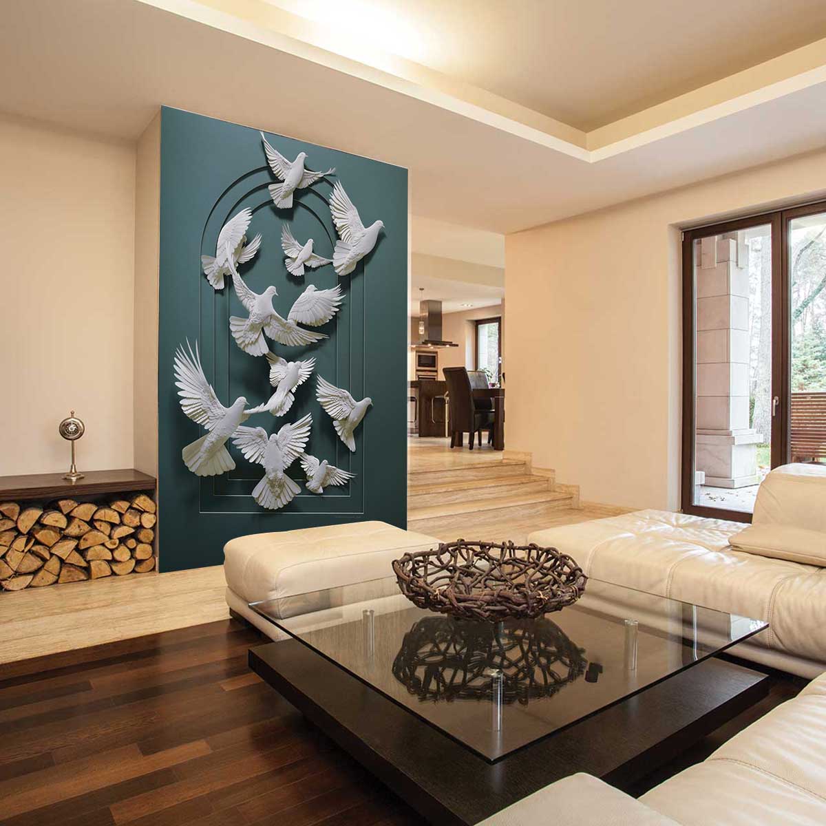 پوستر دیواری سه بعدی طرح پرندگان t3737