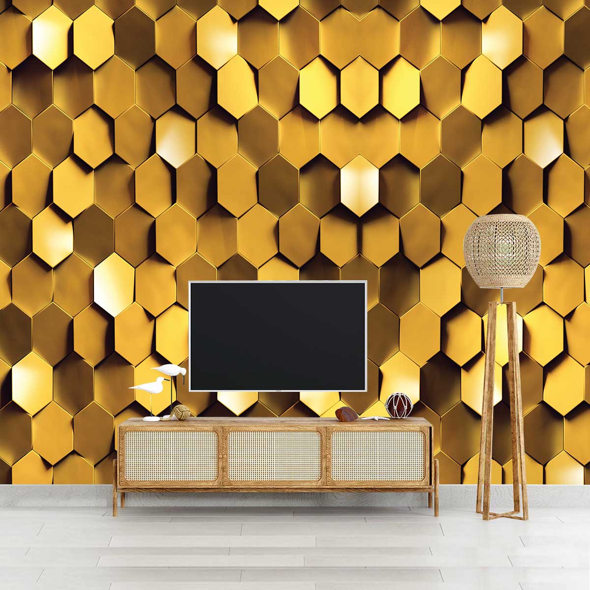 پوستر دیواری سه بعدی طرح برجسته زرد t4174