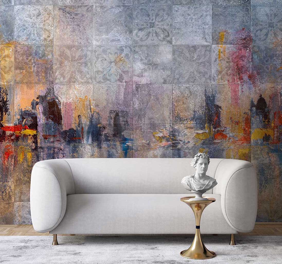 پوستر دیواری شهر دیوار رنگی m99046