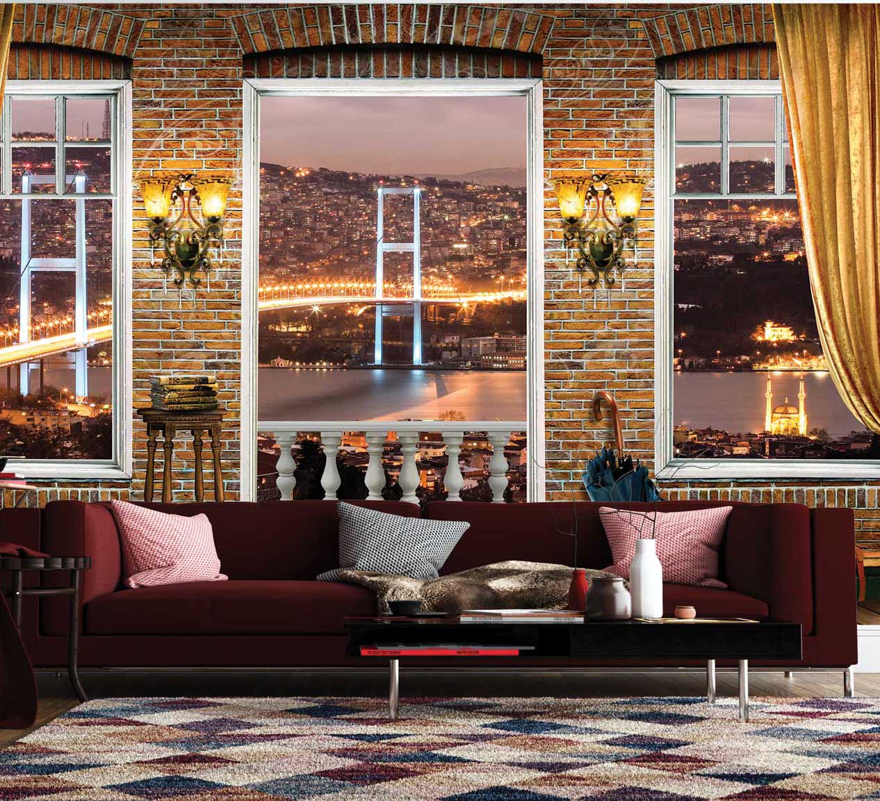 پوستر دیواری شهر در شب از نمای دور mt83112