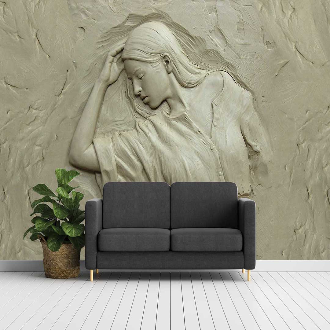 پوستر دیواری مجسمه زن تنها mt83374