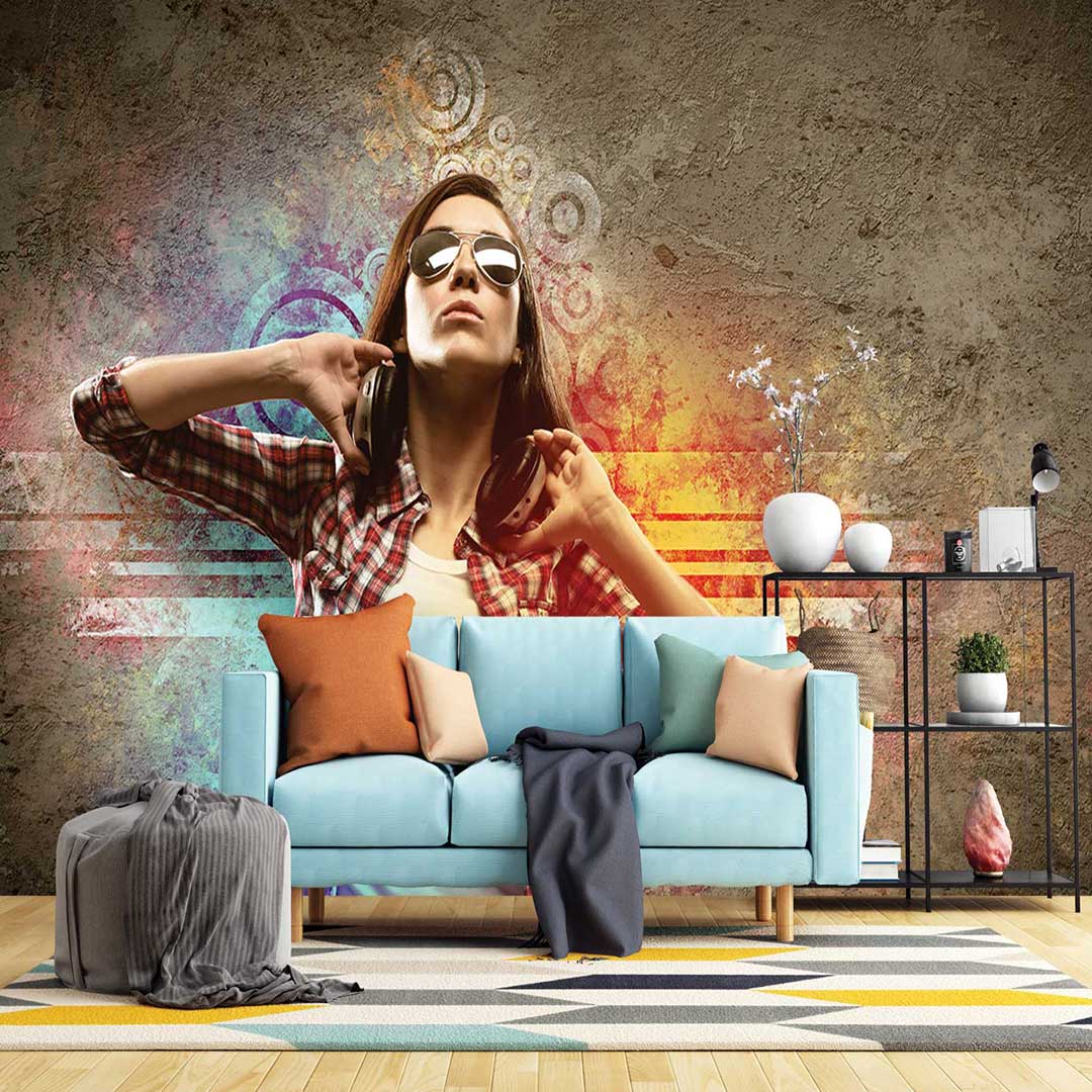 پوستر دیواری موسیقی و رقص  هدفون d5351