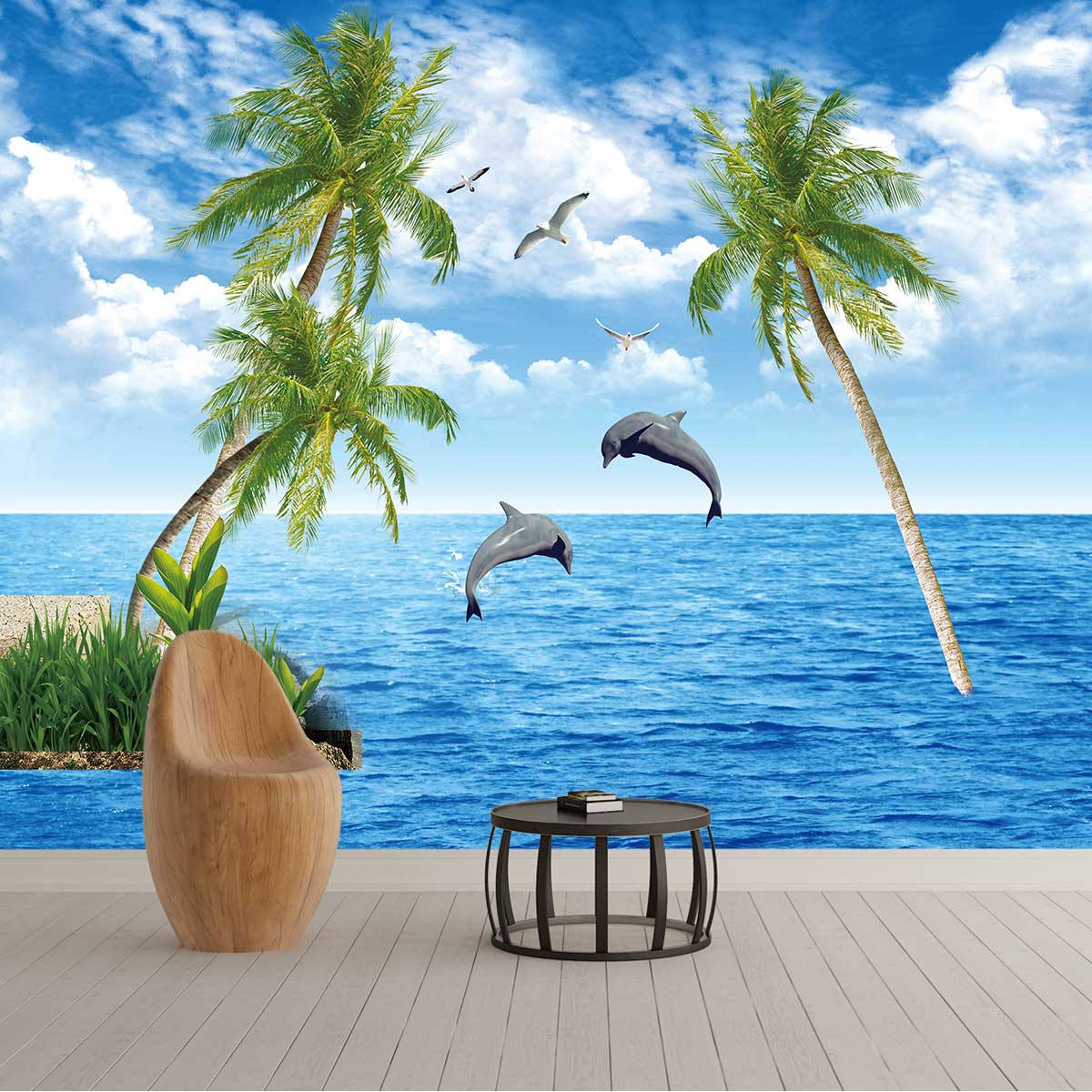 پوستر دیواری طبیعت دلفین t3383