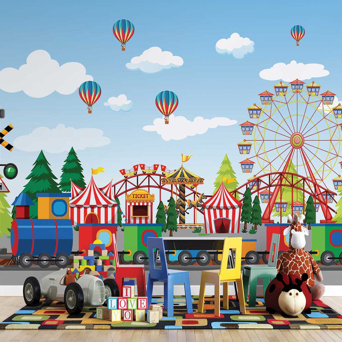 پوستر دیواری کودک شهربازی mt83429