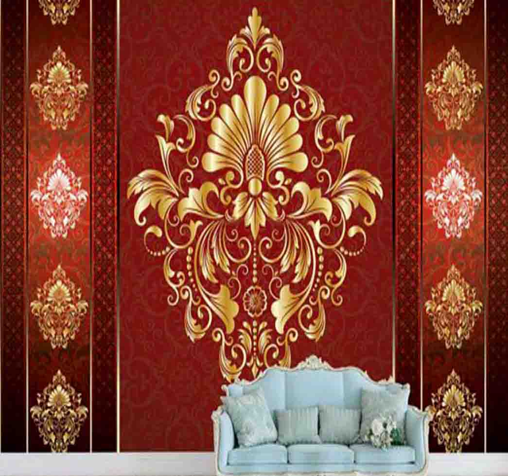 پوستر دیواری داماسک طلایی کد p-14165