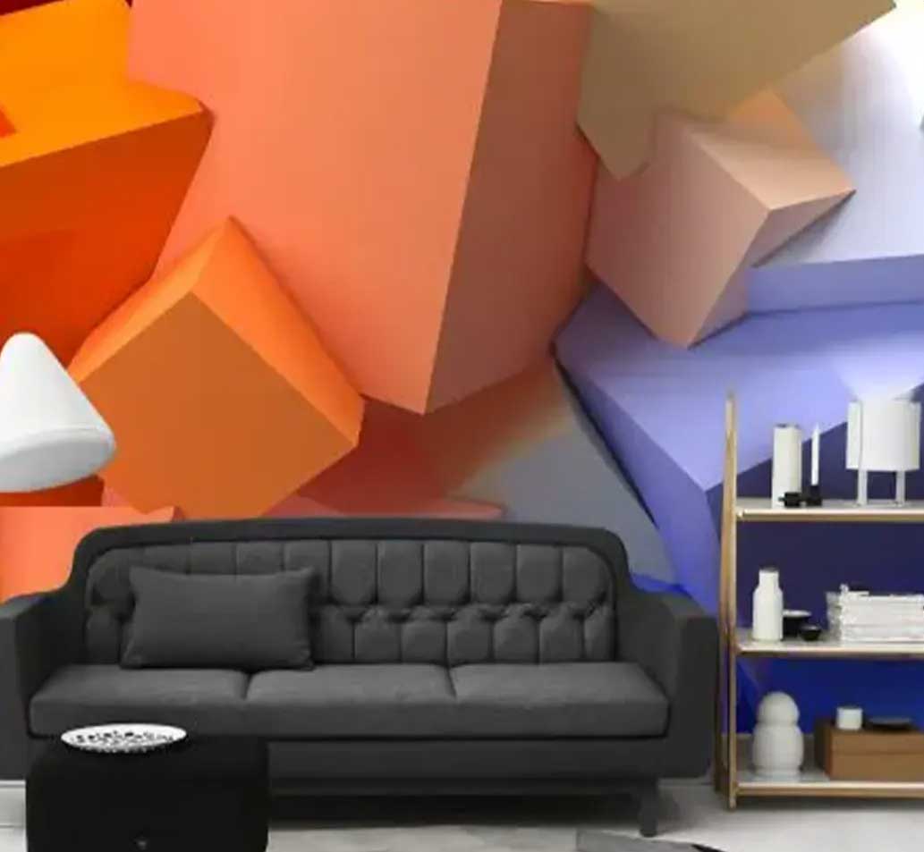 پوستر دیواری سه بعدی اشکال هندسی نارنجی کد-b-9303
