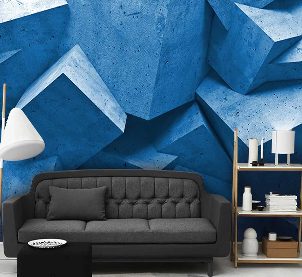 پوستر دیواری سه بعدی بکگراند آبی کد b-9389