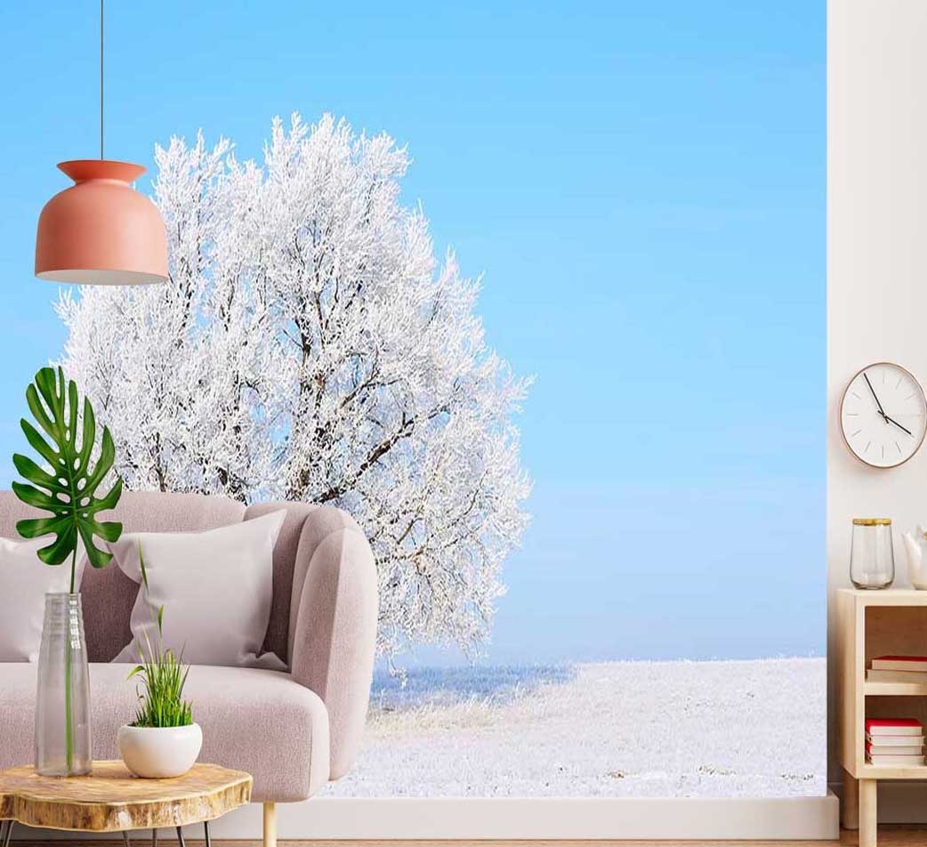 پوستر-دیواری-تک-درخت-در-برف-کد-n-6913