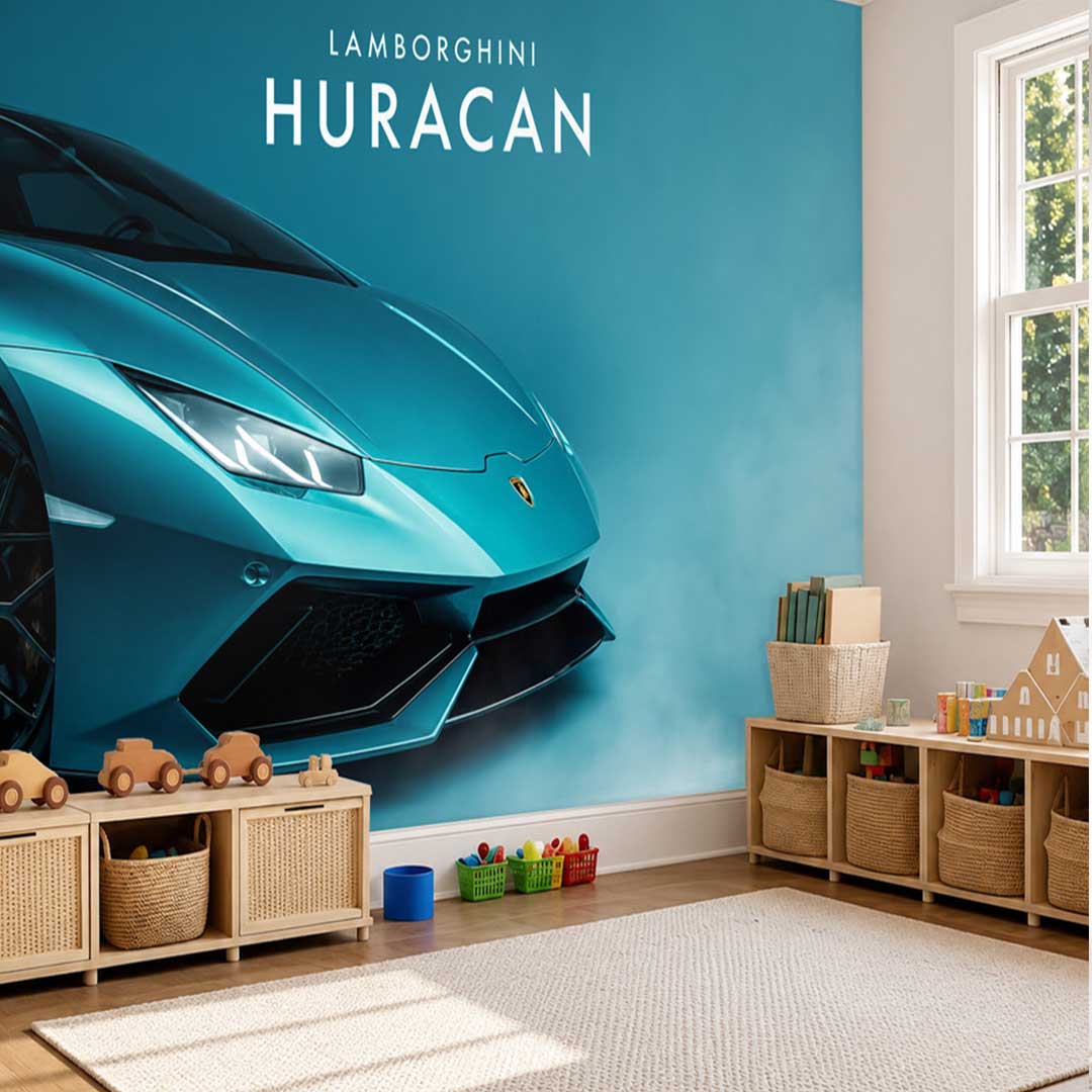 پوستر دیواری ماشین لامبورگینی هوراکان آبی کد DA-4056 مناسب اتاق کار و نوجوانان