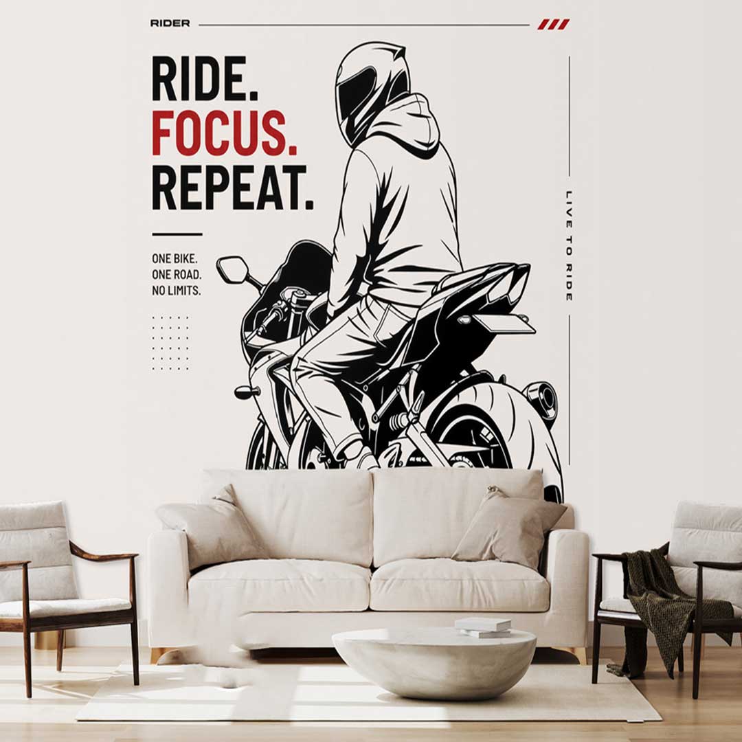 پوستردیواری موتور اسپرت Ride-Focus-Repeat کد DA-4036 مناسب اتاق جوان