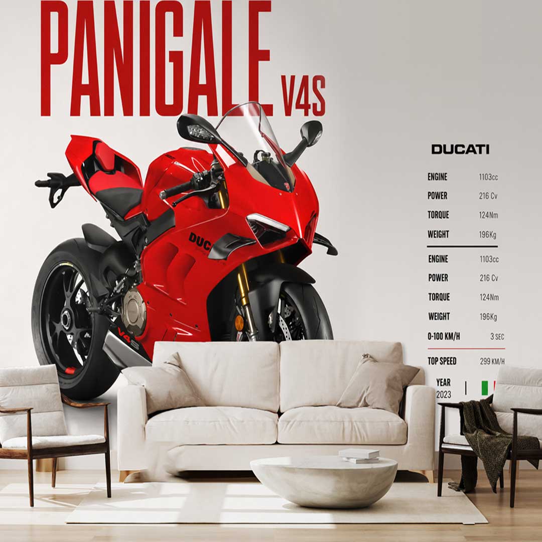 پوستردیواری موتور سنگین دوکاتی Panigale V4S کد-DA-4035 مناسب اتاق-جوان