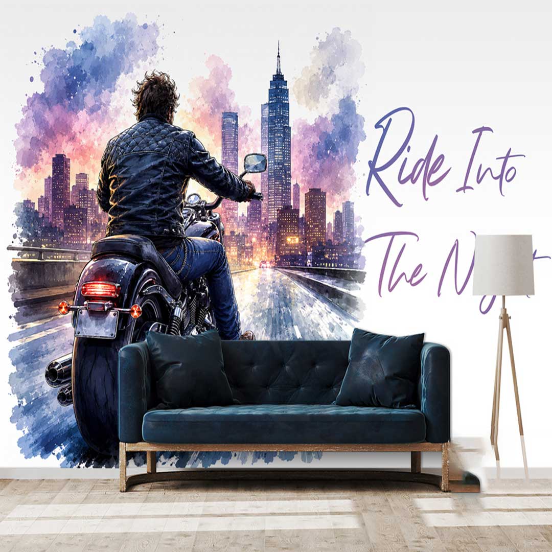 پوستردیواری موتور کلاسیک Ride-Into-The-Night کد DA-4039 مناسب اتاق جوان