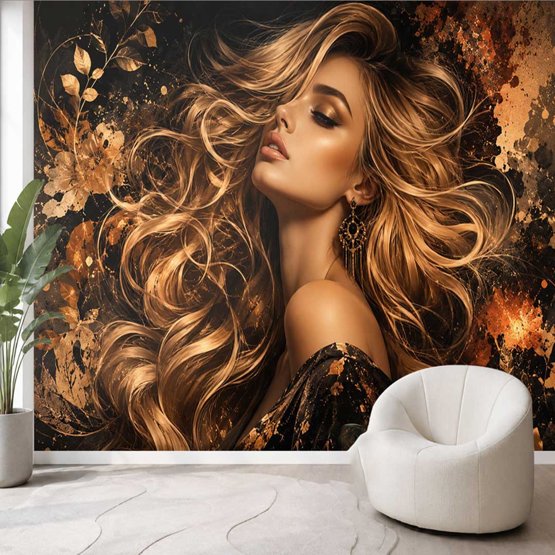 پوستر دیواری سالن زیبایی با طراحی موهای بلوند کد DA-5041 مناسب آرایشگاه زنانه