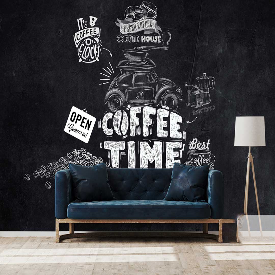 پوستر دیواری کافی شاپ طرح Coffee-Time مناسب دکور کافه مدرن و آشپزخانه DA-4022