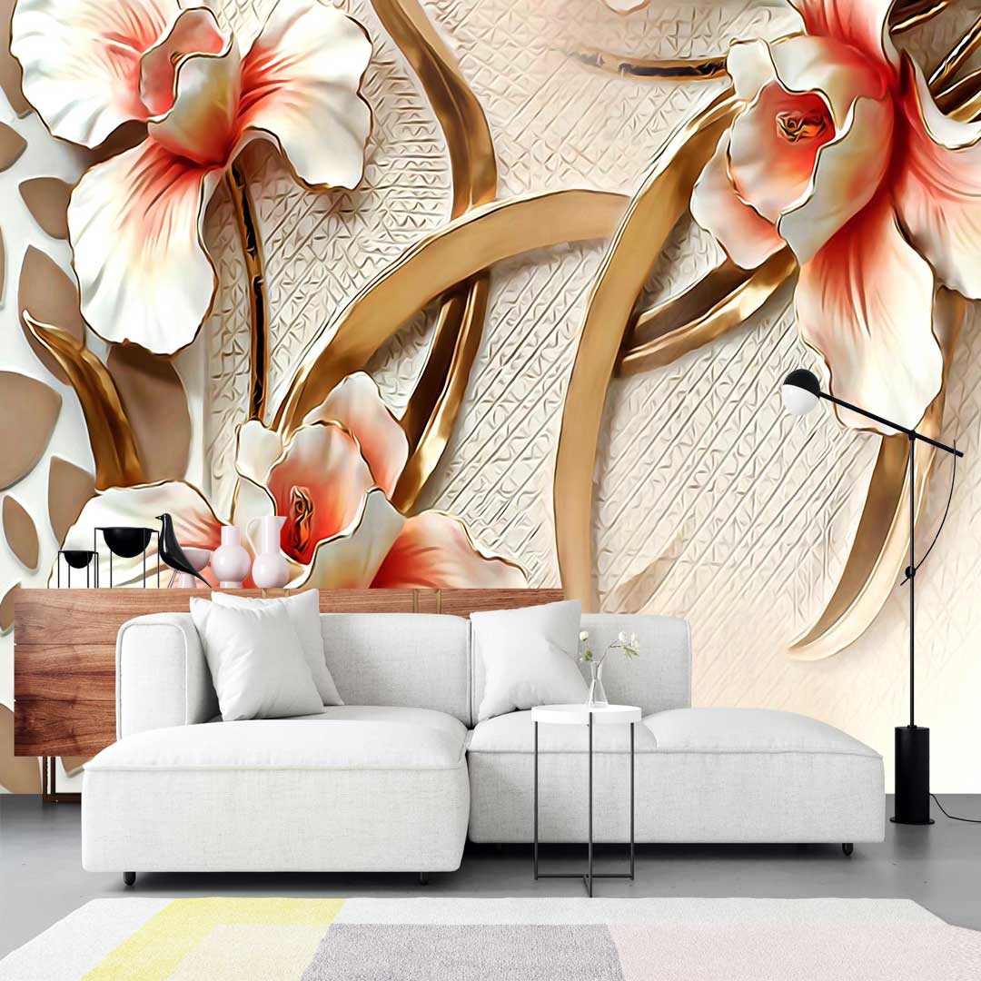 پوستر دیواری  گل سه بعدی  نارنجی t4106