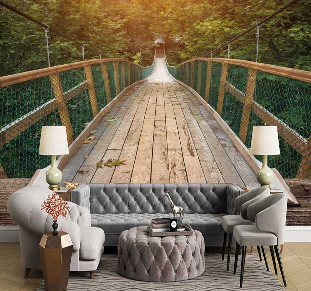 پوستر دیواری منظره تابستان پل معلق چوبی کد n-6318