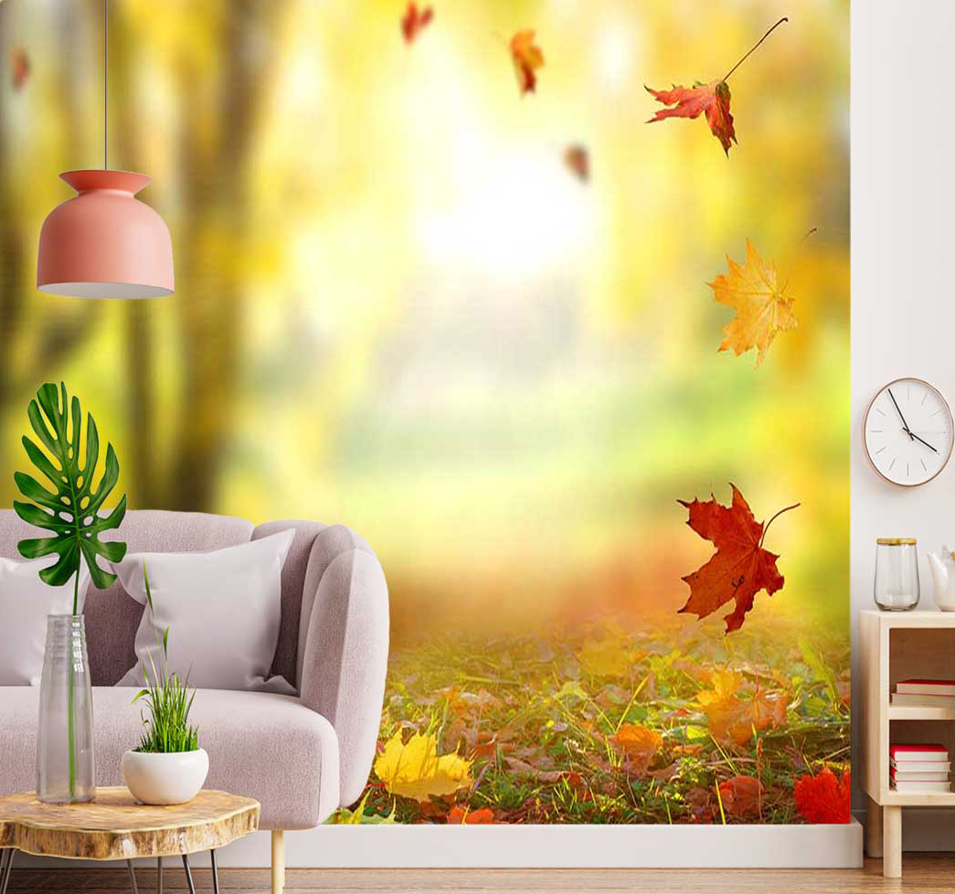 پوستر دیواری منظره پاییز طرح برگ خزان کد n-6403