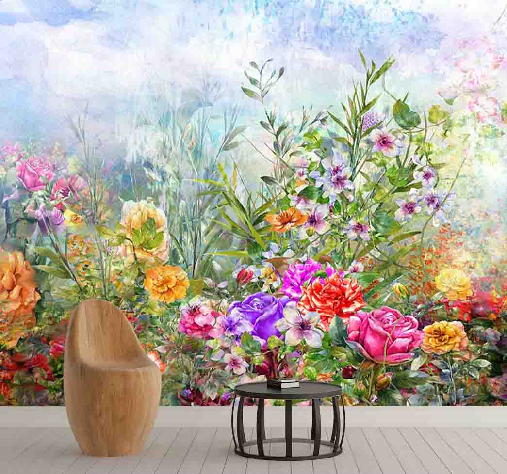 پوستر دیواری بوته گل رنگی کد F-8240