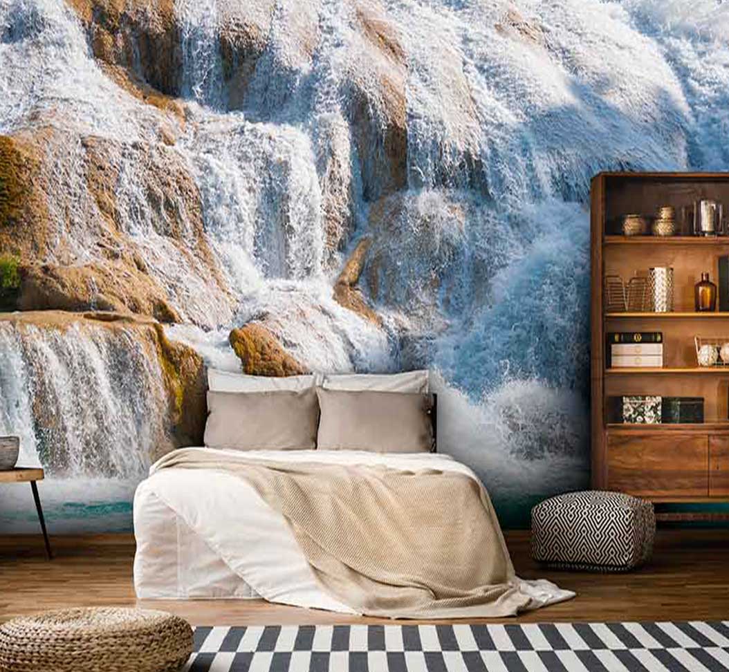 پوستر دیواری منظره آبشار در بین صخرها کد n-7753