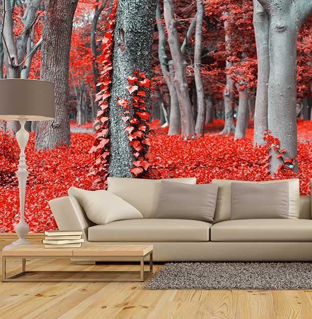 پوستر دیواری برگ های قرمز کد n-6371